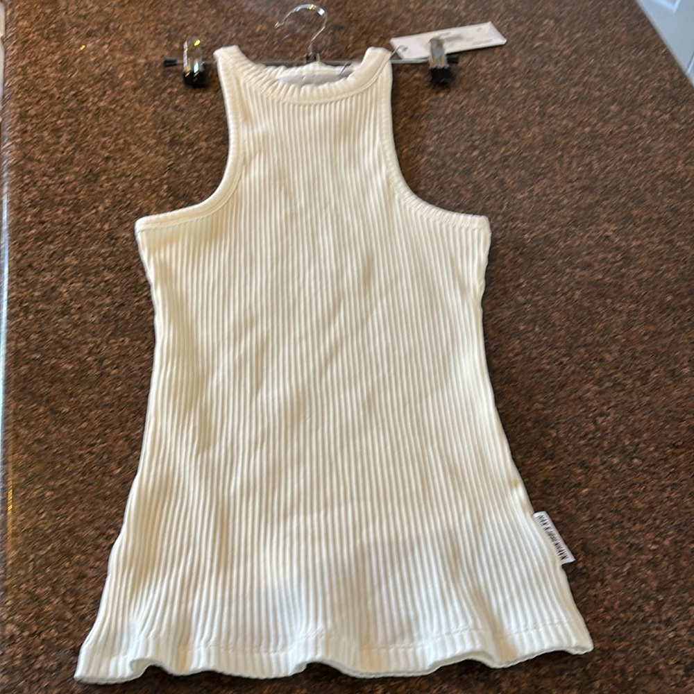 HAN KJOBENHAVN IVORY RIBBED TANK TOP-S